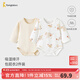童泰（TONGTAI）嬰兒包屁衣春秋季純棉寶寶連體新生兒衣服哈衣爬服無(wú)骨睡衣 淺杏 90cm