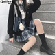 貴蘭姿jk制服女套裝半身裙子夏季學(xué)生百褶裙日系短裙三角函數(shù)JK正版原創(chuàng) 曬海（格裙+短袖襯衫+領(lǐng)結(jié)） M 【95-105斤】