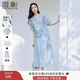 香影高級感套裝女夏季2025新款萊賽爾天絲半身裙藍色慵懶風(fēng)兩件套 藍色 M 160/84A/95-110斤