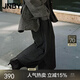 JNBY/江南布衣秋冬九分褲女寬松直筒休閑簡(jiǎn)約通勤風(fēng)舒適5N8E10970 070/深雜灰 M