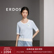 ERDOS 春夏圓領(lǐng)雙提短袖純棉法式文藝復古修身女套衫針織衫 天青色 M 160/84A
