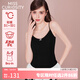 好奇蜜斯（Miss Curiosity）羊毛保暖背心女吊帶發(fā)熱打底肌底衣抗靜電加絨帶胸墊秋冬黑松露M