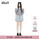 DZZIT【爆款補單】愛(ài)心老花地素牛仔短褲夏季抽繩工藝褲子女 藍色(短褲) M