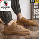 西域駱駝（VANCAMEL）翻毛工裝鞋男款秋季透氣休閑皮鞋男牛皮反絨厚底內增高低幫板鞋潮 棕色主圖款 8003 42