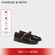CHARLES&KEITH亮鉆平底瑪麗珍法式平底小皮鞋單鞋女CK1-70900526 Maroon棗紅色 35