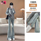 舒翎開(kāi)叉喇叭牛仔褲子女裝2025年新款春夏裝高腰馬蹄微喇褲顯瘦小個(gè)子 淺藍色-長(cháng)褲 L 106-115斤