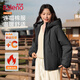 班尼路棉服女裝棉衣冬季新款寬松保暖連帽外套時(shí)尚小個(gè)子中長(cháng)款上衣服 黑#純色 【舒適保暖】 S