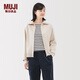 無(wú)印良品（MUJI）女式 米蘭諾羅紋編織 夾克衫 女裝外套25年秋季 BA1QHA5A 米白色 L （165/88A）