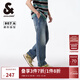 杰克·瓊斯（JACK&JONES）秋季新款男士褲子寬松做舊磨白水洗棉質(zhì)長(cháng)褲休閑牛仔褲224232040 深牛仔藍A14 S (170)RW