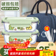 欣美雅（xinmeiya）玻璃飯盒可微波爐加熱學(xué)生上班族打包便當餐盒保鮮盒保溫飯盒袋 抹茶綠【中長(cháng)無(wú)隔】?jì)芍?680ml