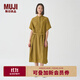 無印良品 MUJI IDEE 女式 強(qiáng)捻短袖襯衫連衣裙女裝裙子夏季連身裙GAD12C4S 卡其色 M (155/80A)