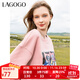 LAGOGO加厚套頭圓領(lǐng)衛衣女拉谷谷秋冬新款假兩件設計感貓咪上衣 粉紅色(H8) M 160/38