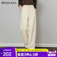 Olrain歐芮兒2025新款女裝秋季休閑雅痞長(cháng)褲時(shí)尚百搭闊腿褲直筒褲 杏色 L
