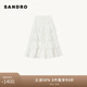 SANDRO2024春秋款女裝白色設計感鏤空蛋糕裙半身裙SFPJU01175 10/白色 34