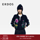 ERDOS 25秋冬小翻領(lǐng)提花絨毛混紡多巴胺花束裝飾女開(kāi)衫針織衫 黑 XL 175/92A