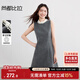 尚都比拉小香風(fēng)木耳領(lǐng)連衣裙女秋季立裁收腰顯瘦短款背心裙氣質(zhì)無(wú)袖中長(cháng)裙