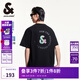 杰克·瓊斯（JACK&JONES）25年男裝短袖t恤男夏季【涼感】重磅華夫格寬松潮流鐳射反光半袖 E40黑色 常規 L