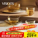 康寧（VISIONS）晶炫螺紋高硼硅玻璃餐具套裝12件碗碟套裝4-6人微波爐可用
