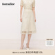 珂萊蒂爾2025年夏季新優(yōu)雅蕾絲半身裙女氣質(zhì)收腰A字裙時尚百搭裙 淡橙黃 L