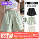 婧麒（JOYNCLEON）孕婦短褲夏薄款外穿無(wú)托腹闊腿褲五分2025新款休閑中褲孕婦裝 豆綠色 L