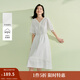 茵曼度假風(fēng)流蘇豎條提花連衣裙2025夏季女裝新款純棉蝙蝠袖裙子 珍珠白 L