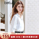 百圖betu女裝2025夏季新款襯衫袖面蕾絲拼接七分袖抗皺襯衫女2503T40 白色 M