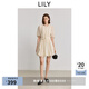 LILY2025夏新款法式垂感插肩燈籠袖腰帶短袖蓬蓬裙連衣裙女氣球裙 604米白 M