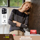 哈吉斯（HAZZYS）女裝 秋款T恤經(jīng)典條紋休閑長(cháng)袖T恤ABTSE0BCF05 藏青色NV L (165/88A 40)