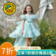 G.DUCKKIDS童裝在逃公主裙女童連衣裙夏季新款兒童裙子度假風(fēng)紗裙女孩蓬蓬裙 藍色裙子 110 建議100-110cm4-5歲cm