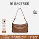 BAGTREE【明星同款】包包樹(shù)奶盒包新腋下植鞣皮單肩斜挎通勤枕頭hobo女包 中號-烤棕色 高級小眾