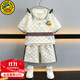 G.DUCKKIDS小黃鴨童裝男童夏季套裝中小童Polo衫短袖薄款夏裝兒童衣服男孩褲 米色 110 尺碼4~5歲【100-110cm】