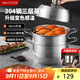 美廚（maxcook）蒸鍋全304不銹鋼28cm三層蒸鍋感溫復(fù)底湯鍋 燃?xì)怆姶艩t通用MCZ736