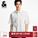 杰克·瓊斯（JACK&JONES）男裝夏季新款寬松滿(mǎn)印圖案休閑日常寬松翻領(lǐng)短袖襯衫225204021 A06本白色 常規 M