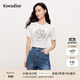 珂萊蒂爾2025年夏季新款棉質(zhì)玫瑰釘珠短袖T恤女休閑時(shí)尚上衣 本白 M
