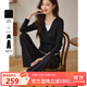 熙世界通勤戶(hù)外運動(dòng)上衣休閑闊腿褲兩件套裝女2025秋季搭配一整套 午夜黑 M