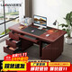 洛來(lái)寶辦公桌電腦桌辦公室經(jīng)典油漆寫(xiě)字臺桌子帶鍵盤(pán)抽1.4米紅棕色