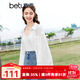 百圖betu女裝夏季新款襯衫夏日空調(diào)開衫襯衫薄外套女2403T35 米白 M