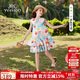 英氏（YEEHOO）女童連衣裙兒童裙子中大童裝背心裙純棉田園碎花公主夏 彩色  140