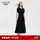 歌莉婭小香風(fēng)套裝女夏新款氣質(zhì)上衣壓褶半裙兩件套1C6LAB920 00B黑色 S
