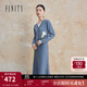 FINITY品牌假兩件連衣裙冬季時(shí)尚高腰V領(lǐng)拼接裙子女 藍色 S