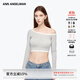ANN ANDELMAN【陳佳儀同款】官方直營(yíng)露肩長(cháng)袖T恤女短款高腰上衣薄款皮膚衣 灰色 XS