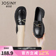 卓詩(shī)尼樂(lè )福鞋女2025年新款春秋粗跟女鞋子復古學(xué)院?jiǎn)涡愶L(fēng)小皮鞋女 黑色 37