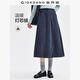 佐丹奴裙子女2026年春新款純棉燈芯絨半松緊腰a字半身裙05465698 65深夜藍 M