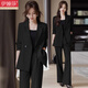 伊婭莎休閑西裝外套女春時(shí)尚職業(yè)西服套裝氣質(zhì)女神范寬松面試正裝工作服 (紐扣常規款)單件黑色西裝 L 建議105-120斤