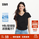 森馬（Semir）短袖t恤女短款修身圓領(lǐng)內搭25夏涼感收腰V領(lǐng)上衣辣妹109325100006