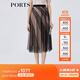 PORTS寶姿春夏新款女裝時(shí)尚印花半身裙百褶裙LM8S065KCP002 黑色 S (4)
