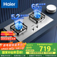 海爾（Haier）燃?xì)庠铍p灶家用 天然氣不銹鋼灶具 5.2kw純藍(lán)火焰 65%熱效易潔耐高溫 臺嵌兩用JZT-Q2GE2(12T)