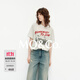 MO&Co.【秦嵐同款】短袖T恤春做舊搖滾印花寬松MBE1TEET08 本白色 M 165