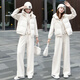 BNEB時(shí)尚休閑套裝女2025冬季新款時(shí)髦洋氣棉馬甲外套闊腿褲運動(dòng)三件套 米白色 棉馬甲+外套+厚褲子 L 建議（110-125斤）