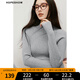 紅袖修身打底針織衫秋季2024新款女裝無(wú)縫一體坑條半高領(lǐng)氣質(zhì)內搭上衣 灰3060 M